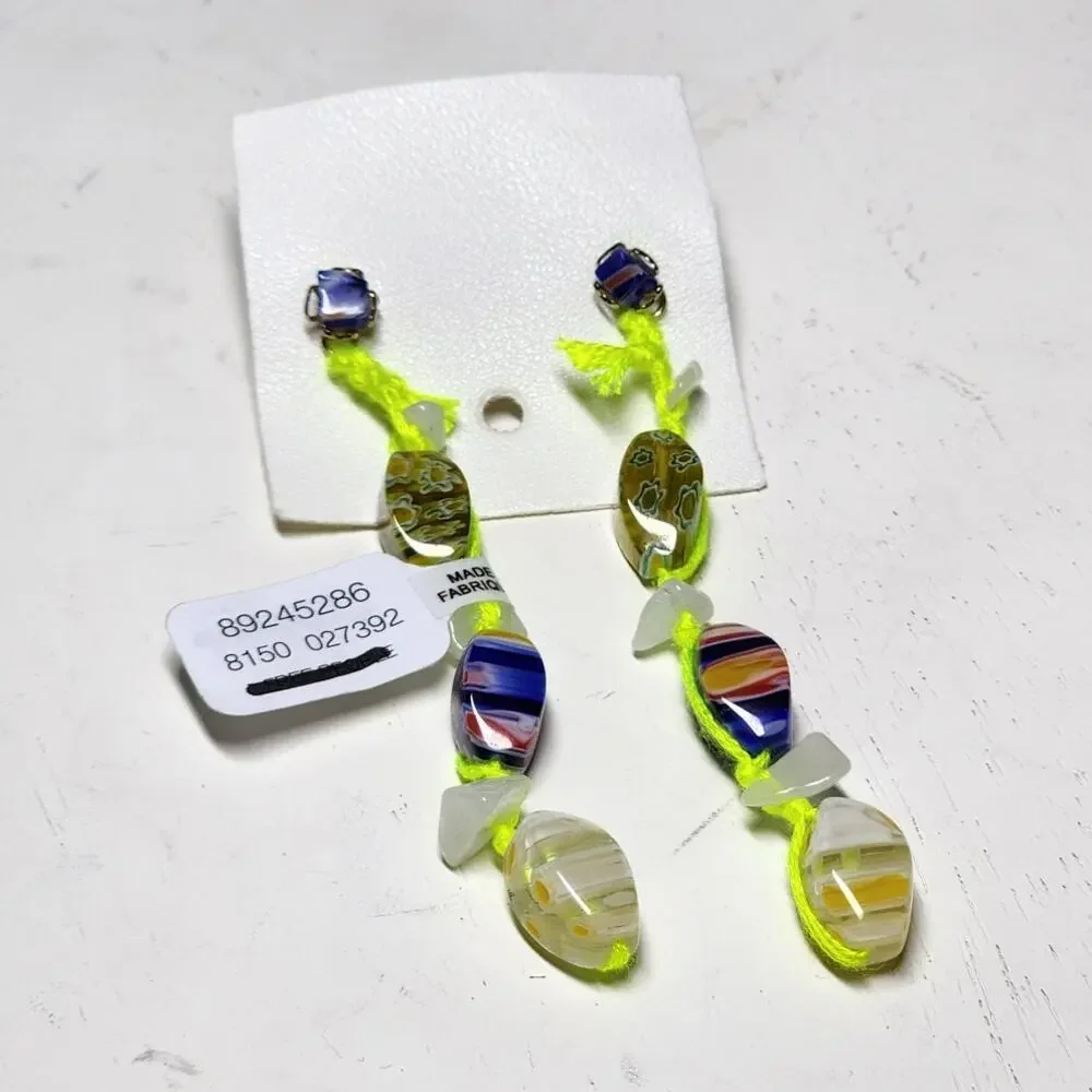 Free People Ariana Ost Voyage Dangle Earrings Artisanal Beaded Crystal Glass